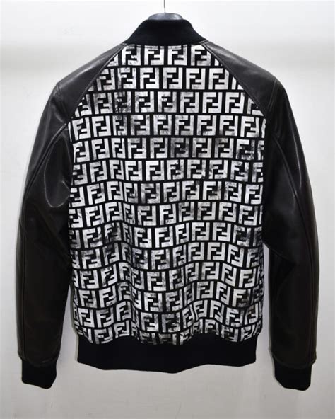 fendi black white patterned leather jacket|fendi shop online.